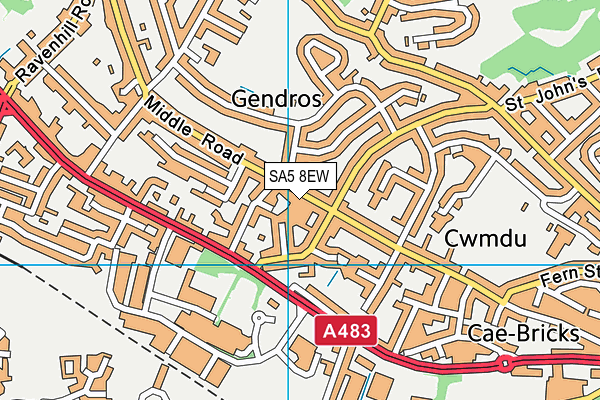 SA5 8EW map - OS VectorMap District (Ordnance Survey)