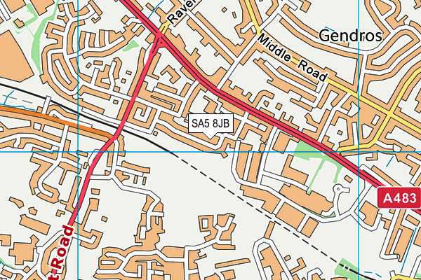 SA5 8JB map - OS VectorMap District (Ordnance Survey)