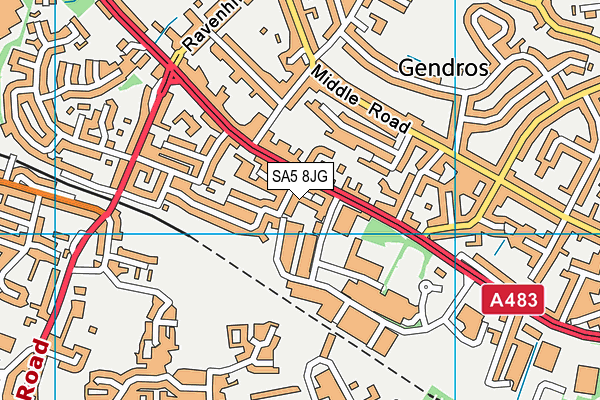 SA5 8JG map - OS VectorMap District (Ordnance Survey)