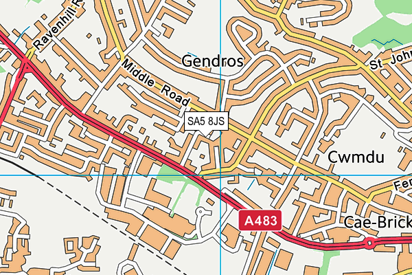 SA5 8JS map - OS VectorMap District (Ordnance Survey)