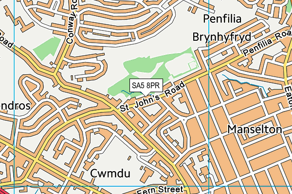 City & County of Swansea Pupil Referral Unit map (SA5 8PR) - OS VectorMap District (Ordnance Survey)