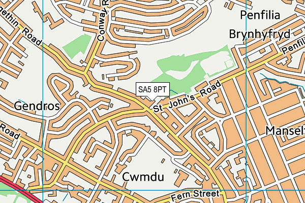 SA5 8PT map - OS VectorMap District (Ordnance Survey)