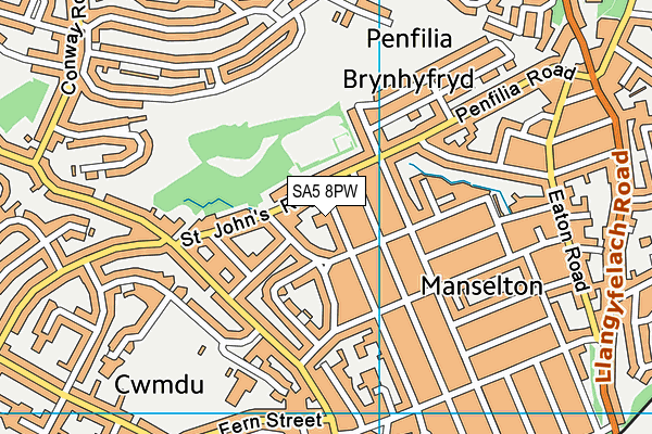 SA5 8PW map - OS VectorMap District (Ordnance Survey)