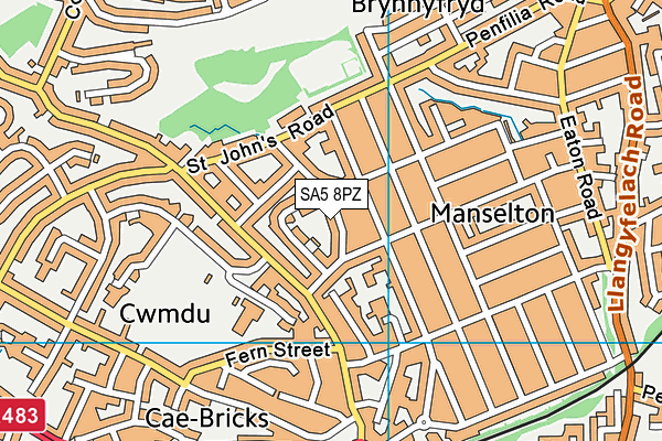 SA5 8PZ map - OS VectorMap District (Ordnance Survey)