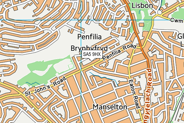 SA5 9HX map - OS VectorMap District (Ordnance Survey)