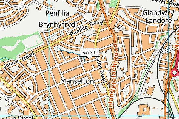 SA5 9JT map - OS VectorMap District (Ordnance Survey)