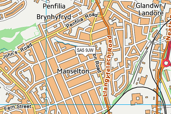 SA5 9JW map - OS VectorMap District (Ordnance Survey)