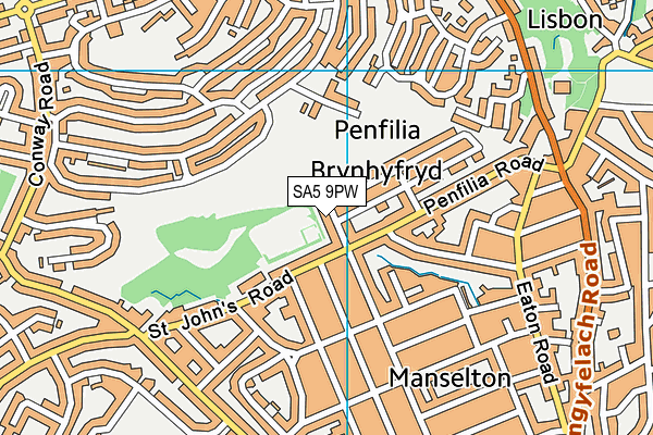 SA5 9PW map - OS VectorMap District (Ordnance Survey)