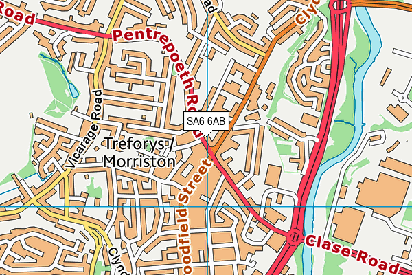 SA6 6AB map - OS VectorMap District (Ordnance Survey)