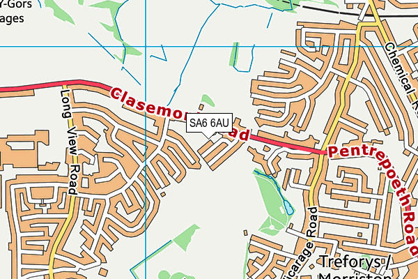 SA6 6AU map - OS VectorMap District (Ordnance Survey)