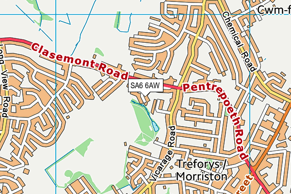 SA6 6AW map - OS VectorMap District (Ordnance Survey)