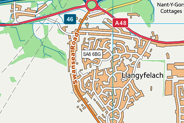 SA6 6BG map - OS VectorMap District (Ordnance Survey)