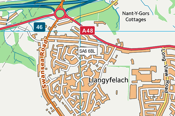 SA6 6BL map - OS VectorMap District (Ordnance Survey)