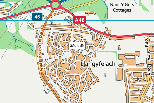 SA6 6BN map - OS VectorMap District (Ordnance Survey)