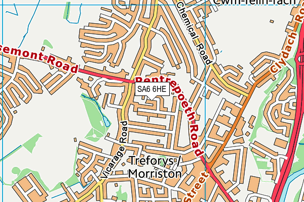 SA6 6HE map - OS VectorMap District (Ordnance Survey)