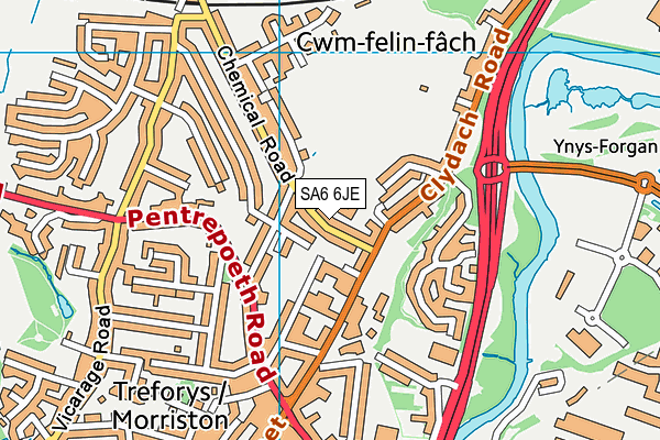 SA6 6JE map - OS VectorMap District (Ordnance Survey)