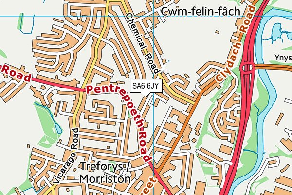 SA6 6JY map - OS VectorMap District (Ordnance Survey)