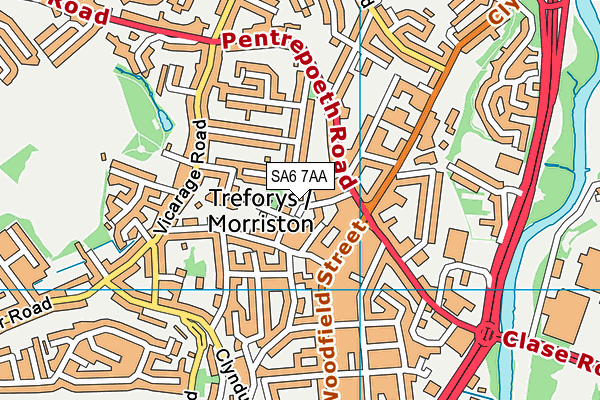 SA6 7AA map - OS VectorMap District (Ordnance Survey)