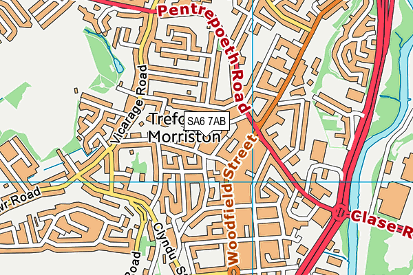 SA6 7AB map - OS VectorMap District (Ordnance Survey)