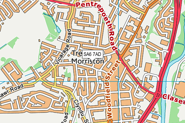 SA6 7AD map - OS VectorMap District (Ordnance Survey)