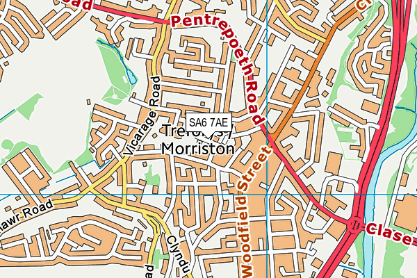 SA6 7AE map - OS VectorMap District (Ordnance Survey)