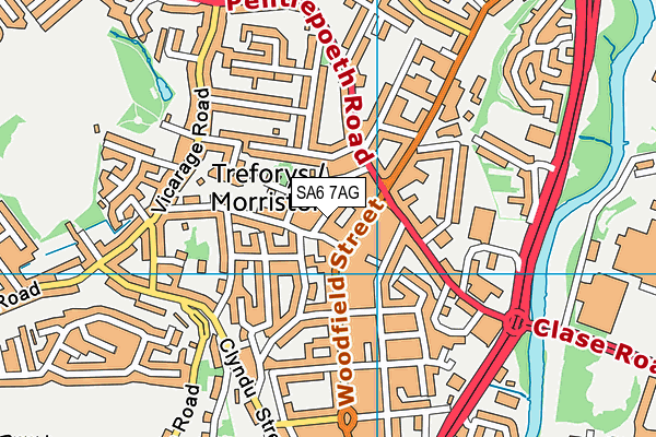 SA6 7AG map - OS VectorMap District (Ordnance Survey)