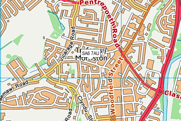 SA6 7AU map - OS VectorMap District (Ordnance Survey)