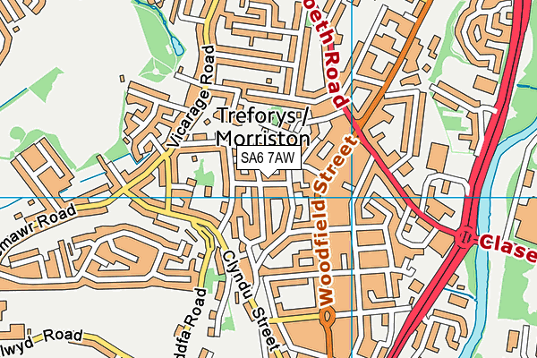 SA6 7AW map - OS VectorMap District (Ordnance Survey)