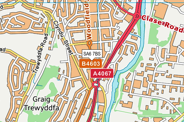 SA6 7BS map - OS VectorMap District (Ordnance Survey)