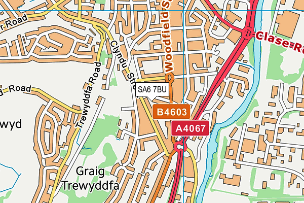 SA6 7BU map - OS VectorMap District (Ordnance Survey)