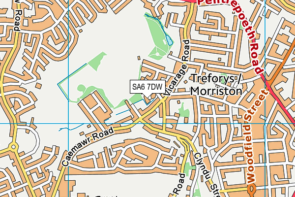 SA6 7DW map - OS VectorMap District (Ordnance Survey)