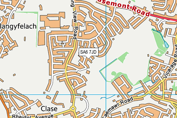 SA6 7JD map - OS VectorMap District (Ordnance Survey)