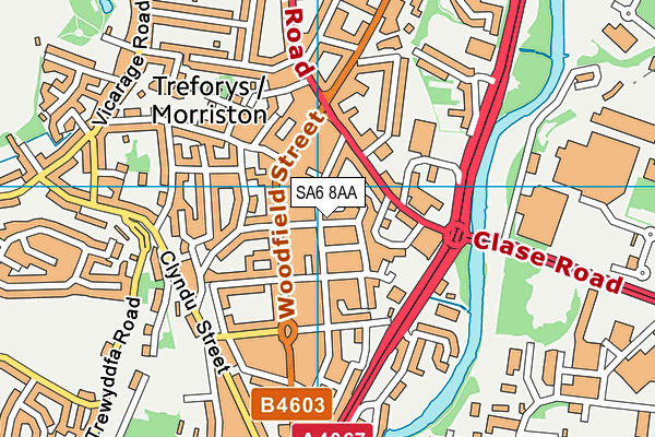 SA6 8AA map - OS VectorMap District (Ordnance Survey)