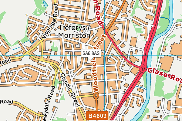 SA6 8AS map - OS VectorMap District (Ordnance Survey)