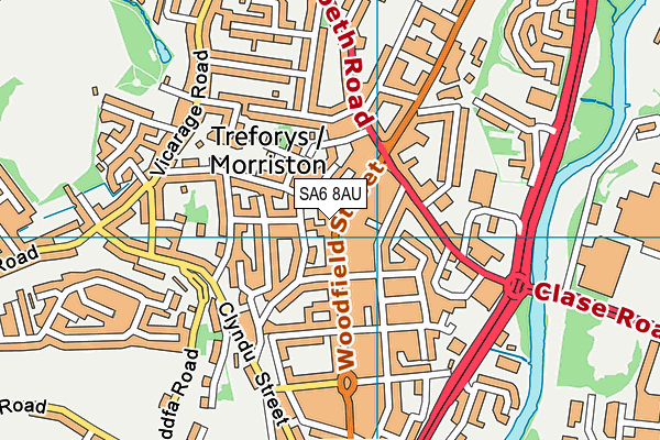 SA6 8AU map - OS VectorMap District (Ordnance Survey)