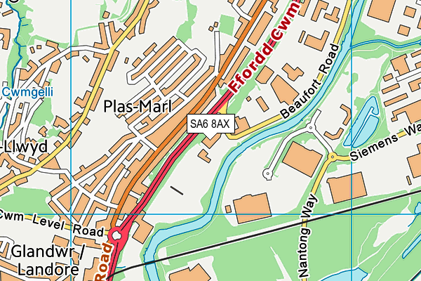 SA6 8AX map - OS VectorMap District (Ordnance Survey)