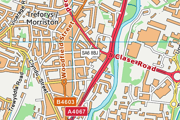 SA6 8BJ map - OS VectorMap District (Ordnance Survey)