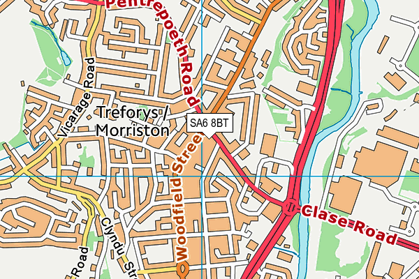 SA6 8BT map - OS VectorMap District (Ordnance Survey)