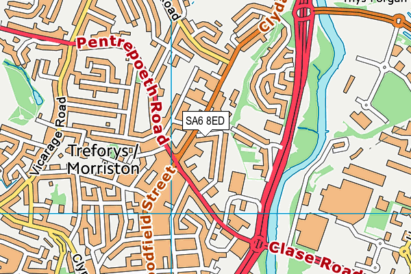 SA6 8ED map - OS VectorMap District (Ordnance Survey)