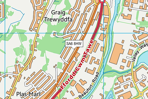 SA6 8HW map - OS VectorMap District (Ordnance Survey)