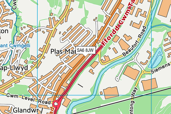 SA6 8JW map - OS VectorMap District (Ordnance Survey)