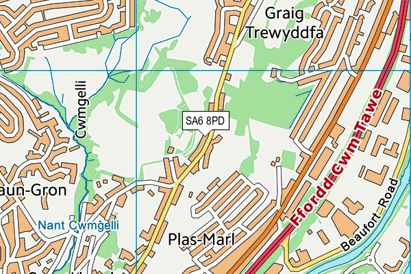 SA6 8PD map - OS VectorMap District (Ordnance Survey)