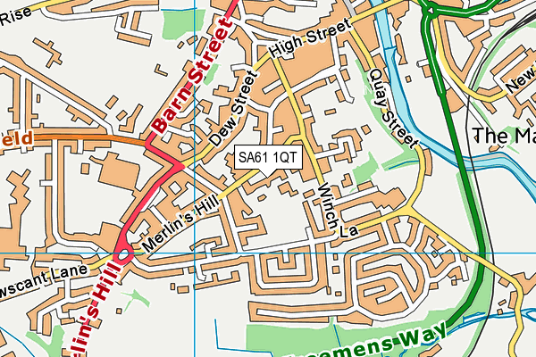 SA61 1QT map - OS VectorMap District (Ordnance Survey)