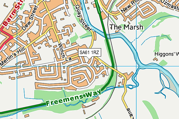 SA61 1RZ map - OS VectorMap District (Ordnance Survey)