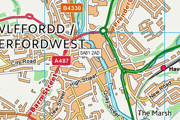 SA61 2AD map - OS VectorMap District (Ordnance Survey)