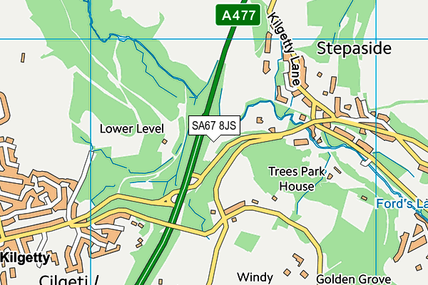 SA67 8JS map - OS VectorMap District (Ordnance Survey)