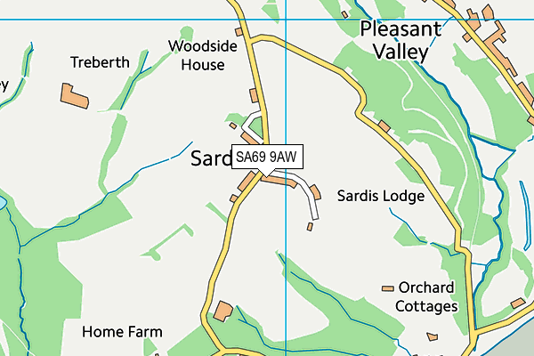 SA69 9AW map - OS VectorMap District (Ordnance Survey)