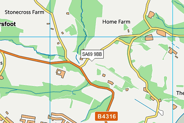 SA69 9BB map - OS VectorMap District (Ordnance Survey)