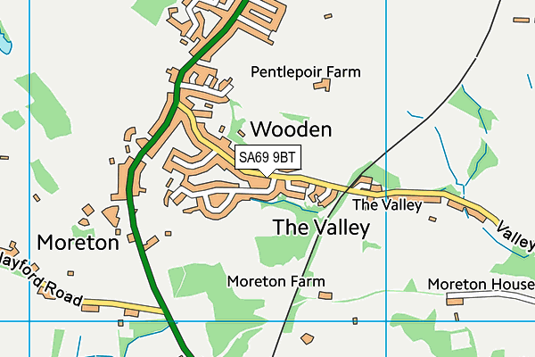 SA69 9BT map - OS VectorMap District (Ordnance Survey)