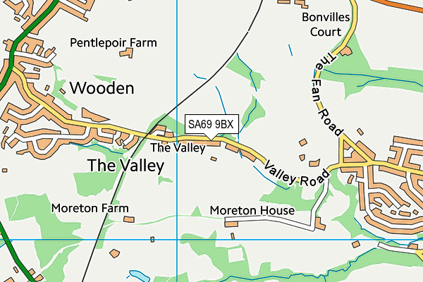 SA69 9BX map - OS VectorMap District (Ordnance Survey)